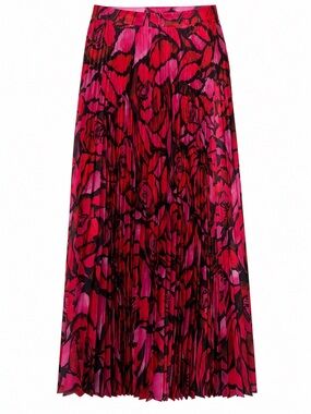 Milly Otha Printed Pleated Skirt Rose Pink Sz 4 NWT